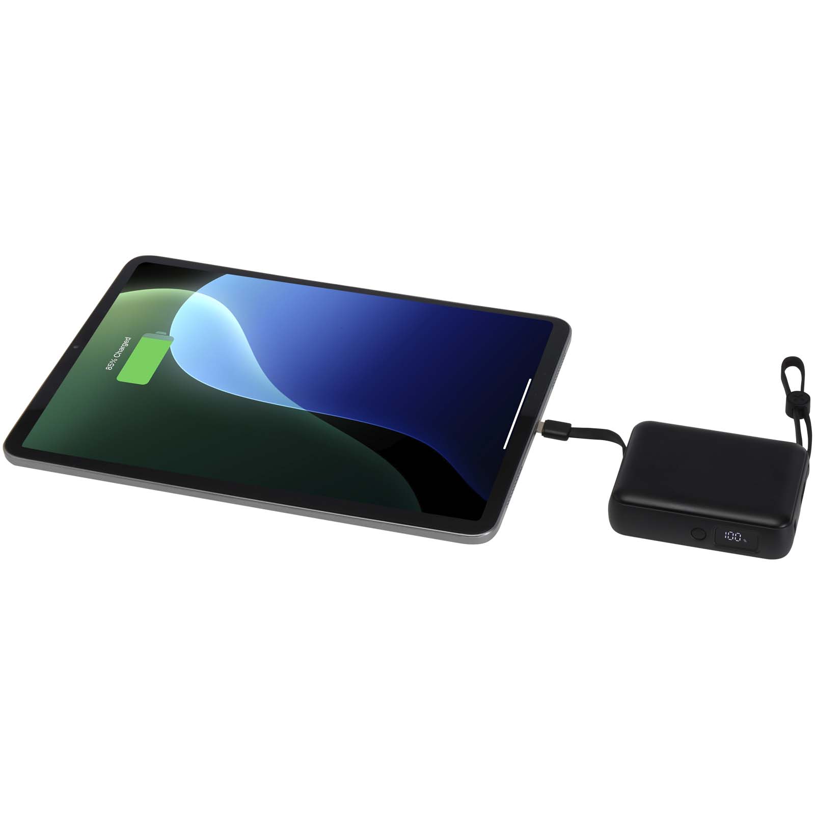 Batería externa para tableta de 10 000 mAh y 35 W con cable tipo C integrado y fabricada con plástico reciclado Acrux