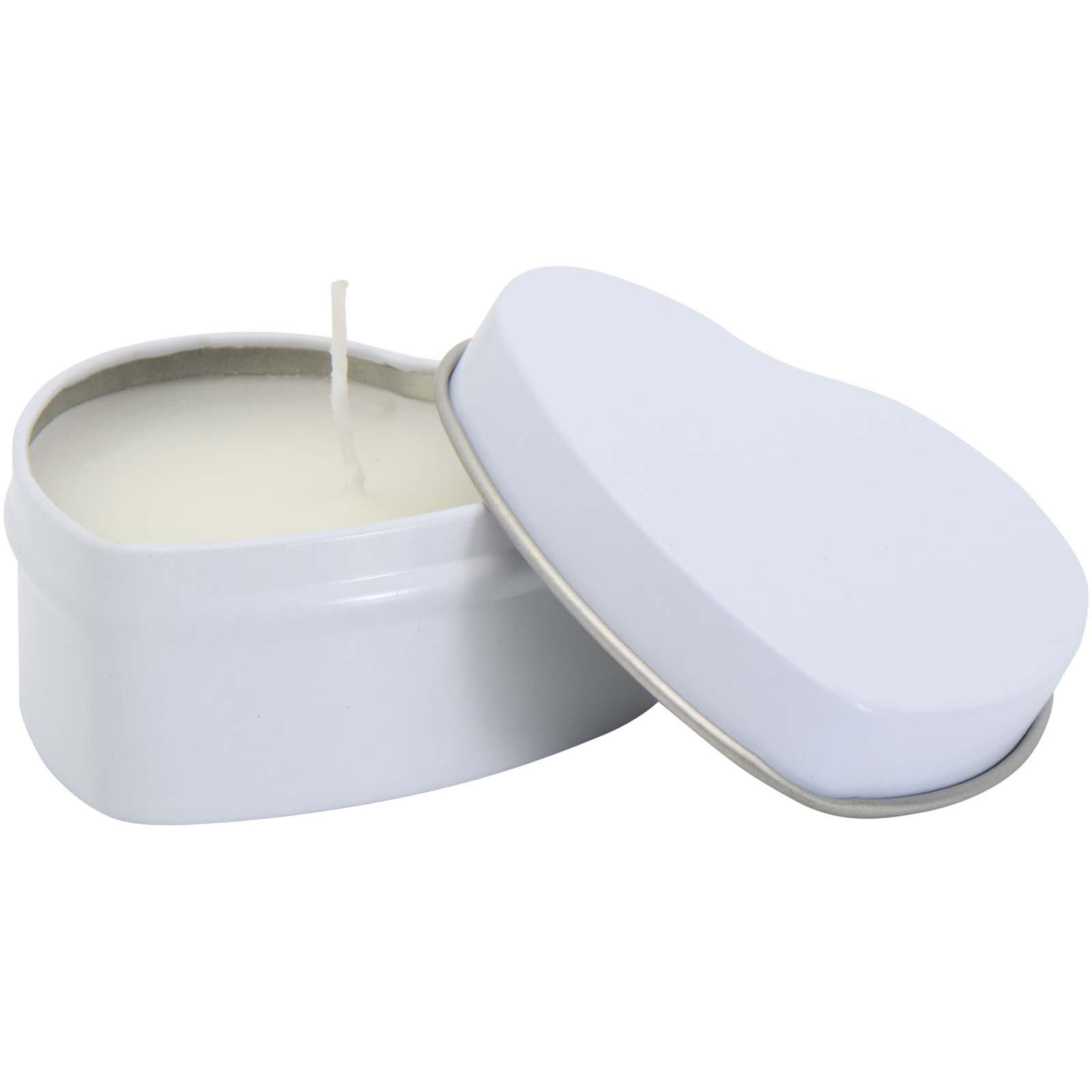 Vela con forma de corazón y aroma de vainilla en caja metálica Blissful