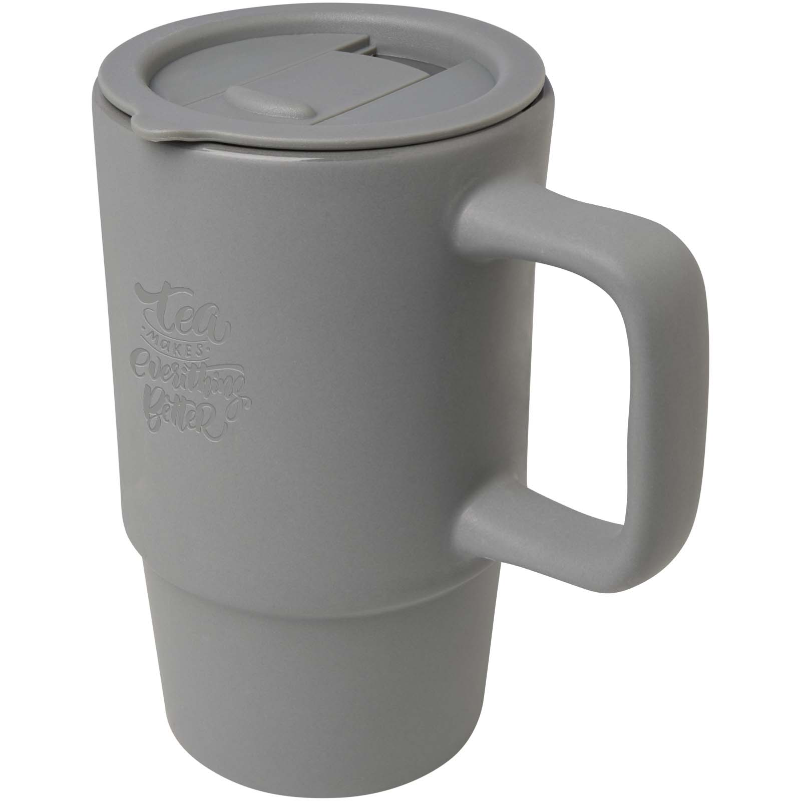 Taza de cerámica con tapa de plástico de 450 ml Carter