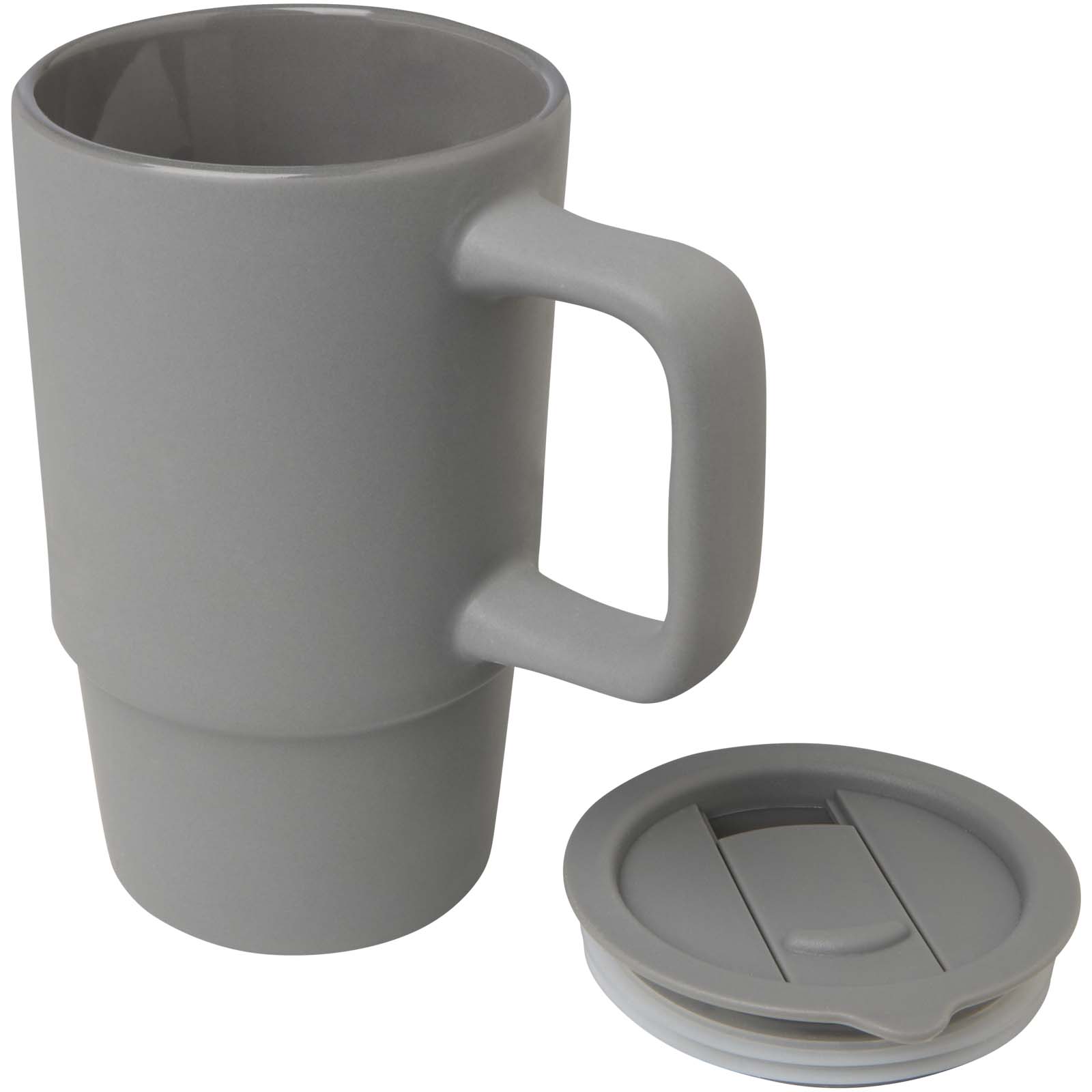 Taza de cerámica con tapa de plástico de 450 ml Carter