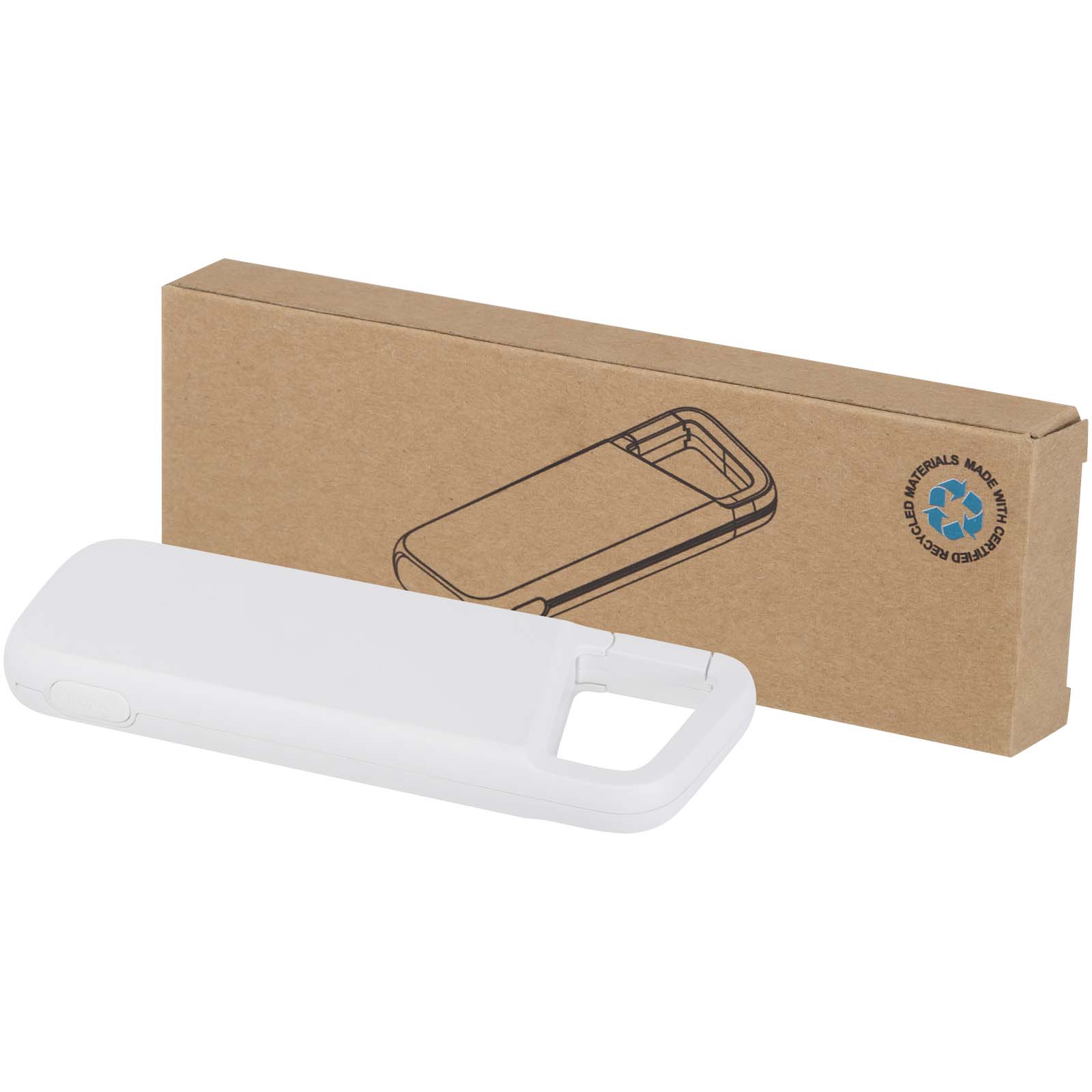 Batería externa de 5000 mAh y 12 W de plástico reciclado resistente al agua con mosquetón Alkes
