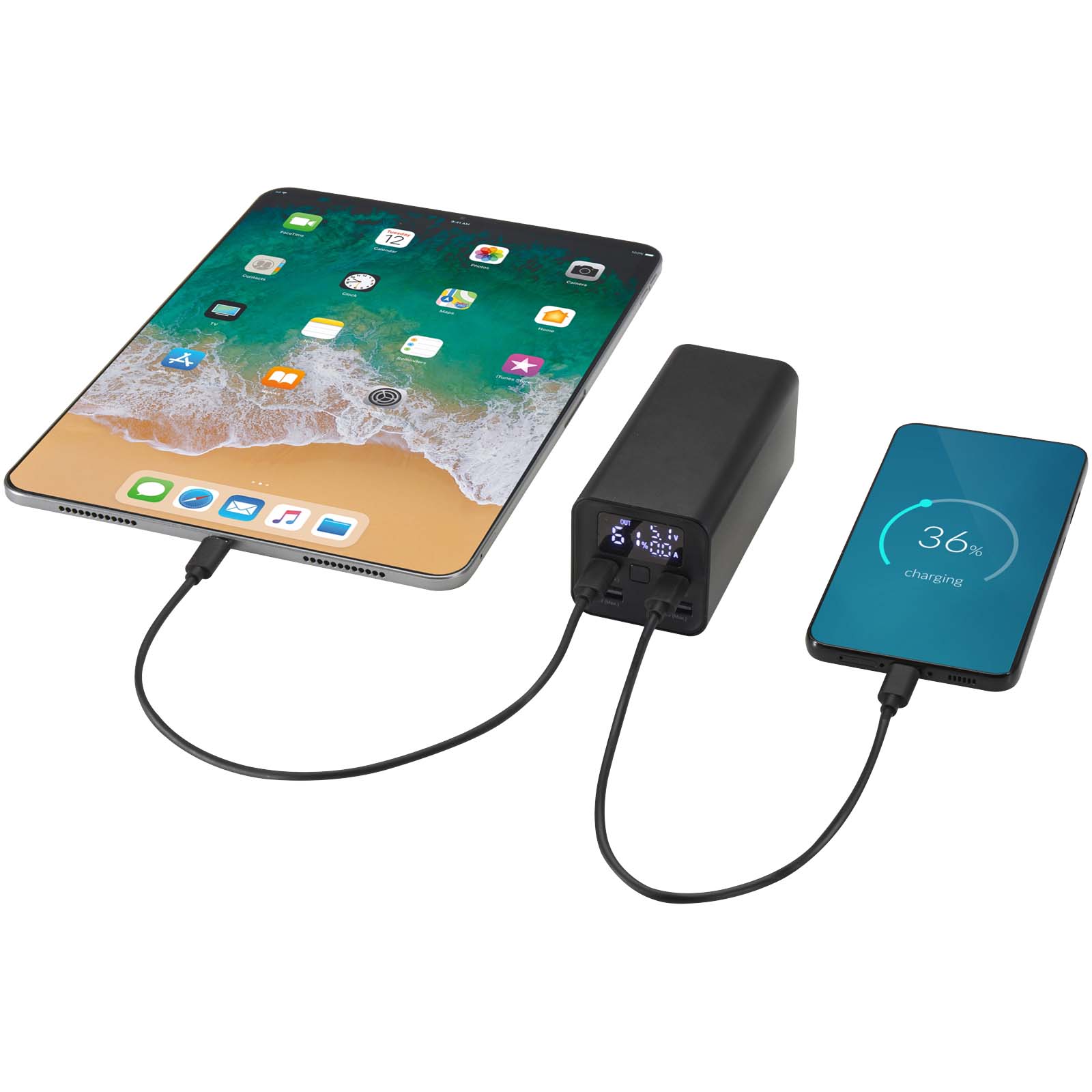 Batería externa para portátil de aluminio reciclado de 20 000 mAh y 70 W Acamar