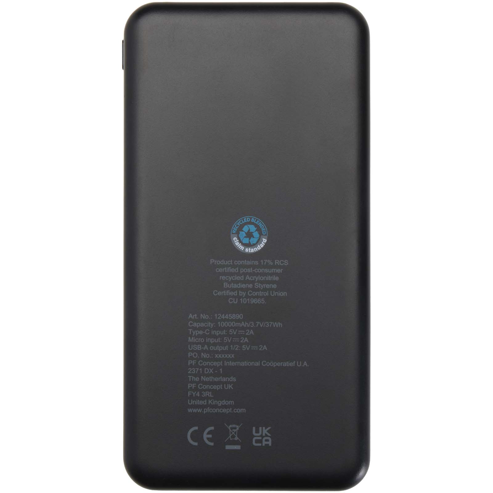 Batería externa de plástico reciclado de 10 000 mAh y 10 W Intan