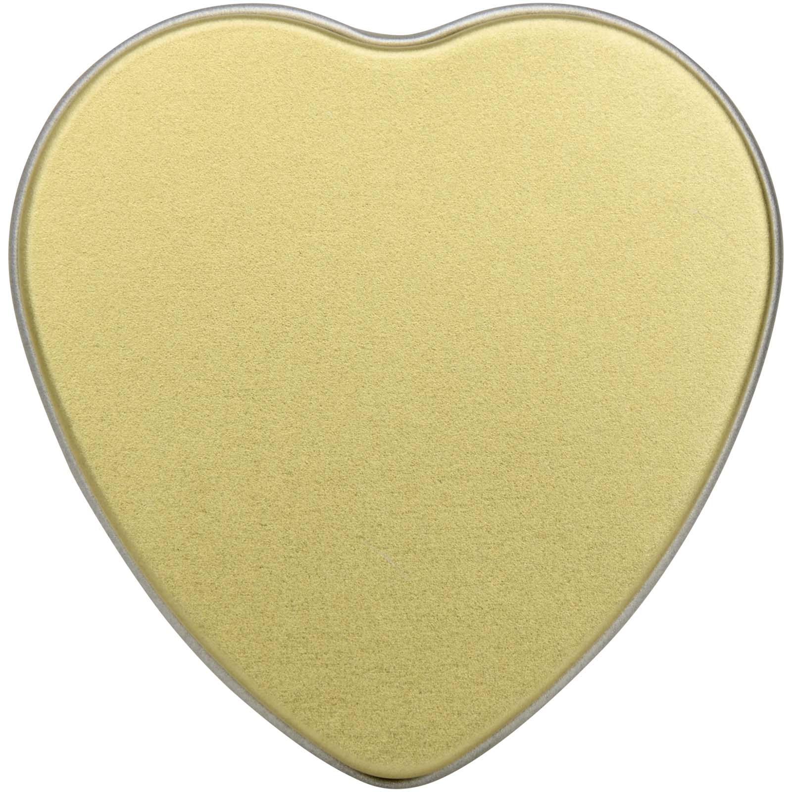 Vela con forma de corazón y aroma de vainilla en caja metálica Blissful