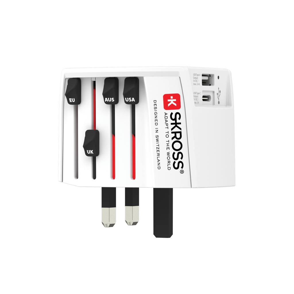 Adaptador de viaje mundial SKROSS USB MUV (1 USB C 1 USB A)