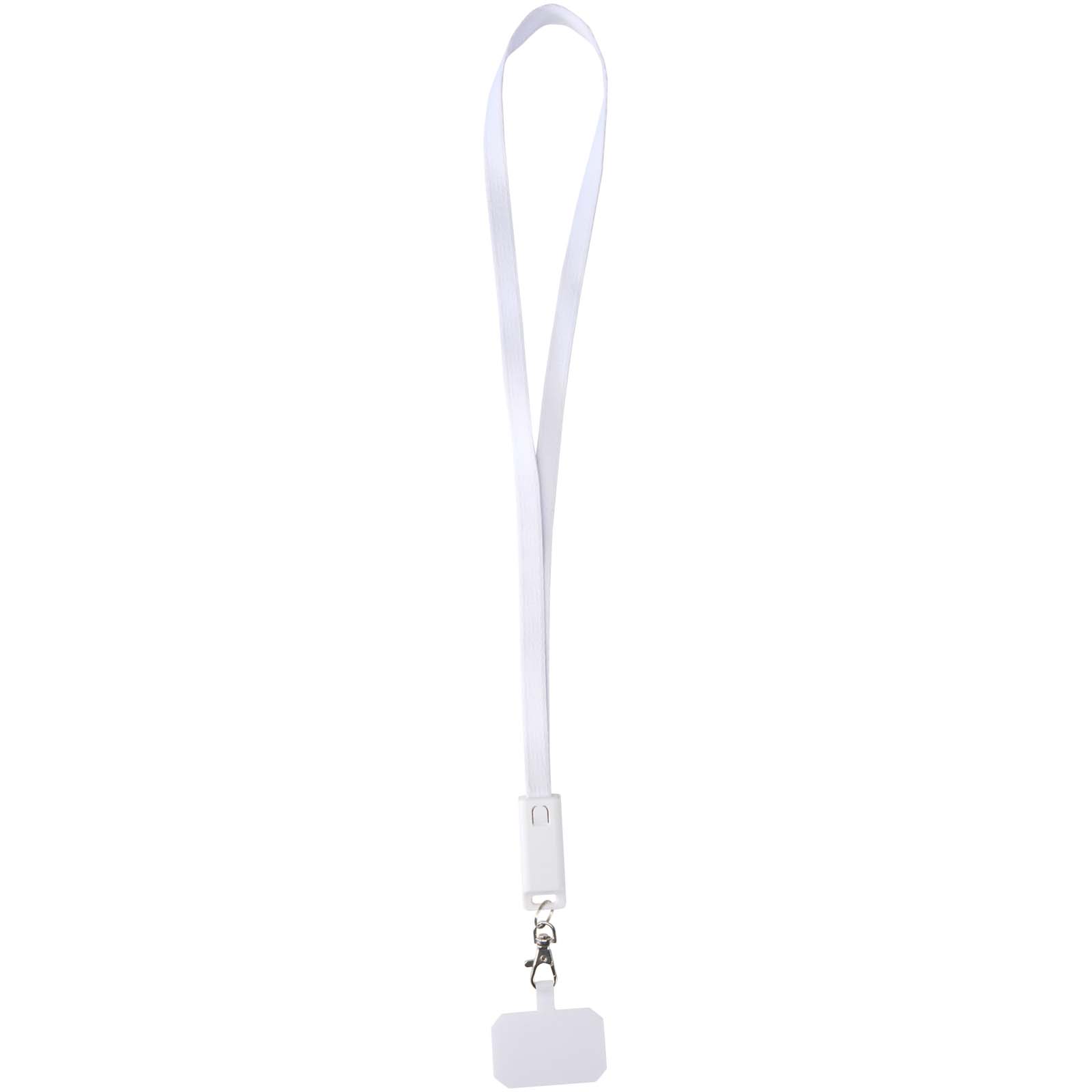 Lanyard de plástico reciclado para smartphone con sincronización de datos integrada y cable 5 en 1 de carga rápida de 65 W Franz