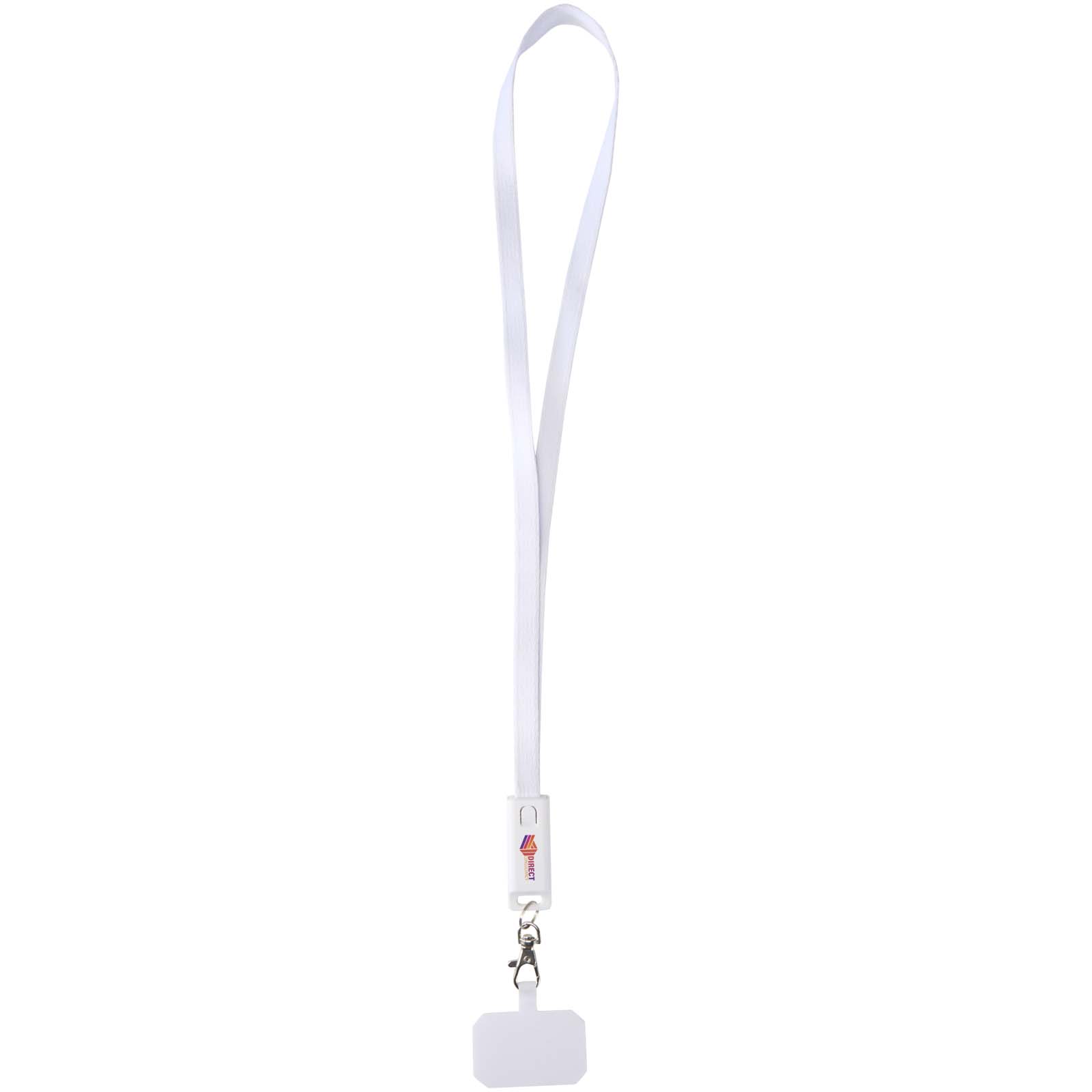 Franz recycled plastic smartphone lanyard with built-in data sync and 65W fast charge 5-in-1 cable