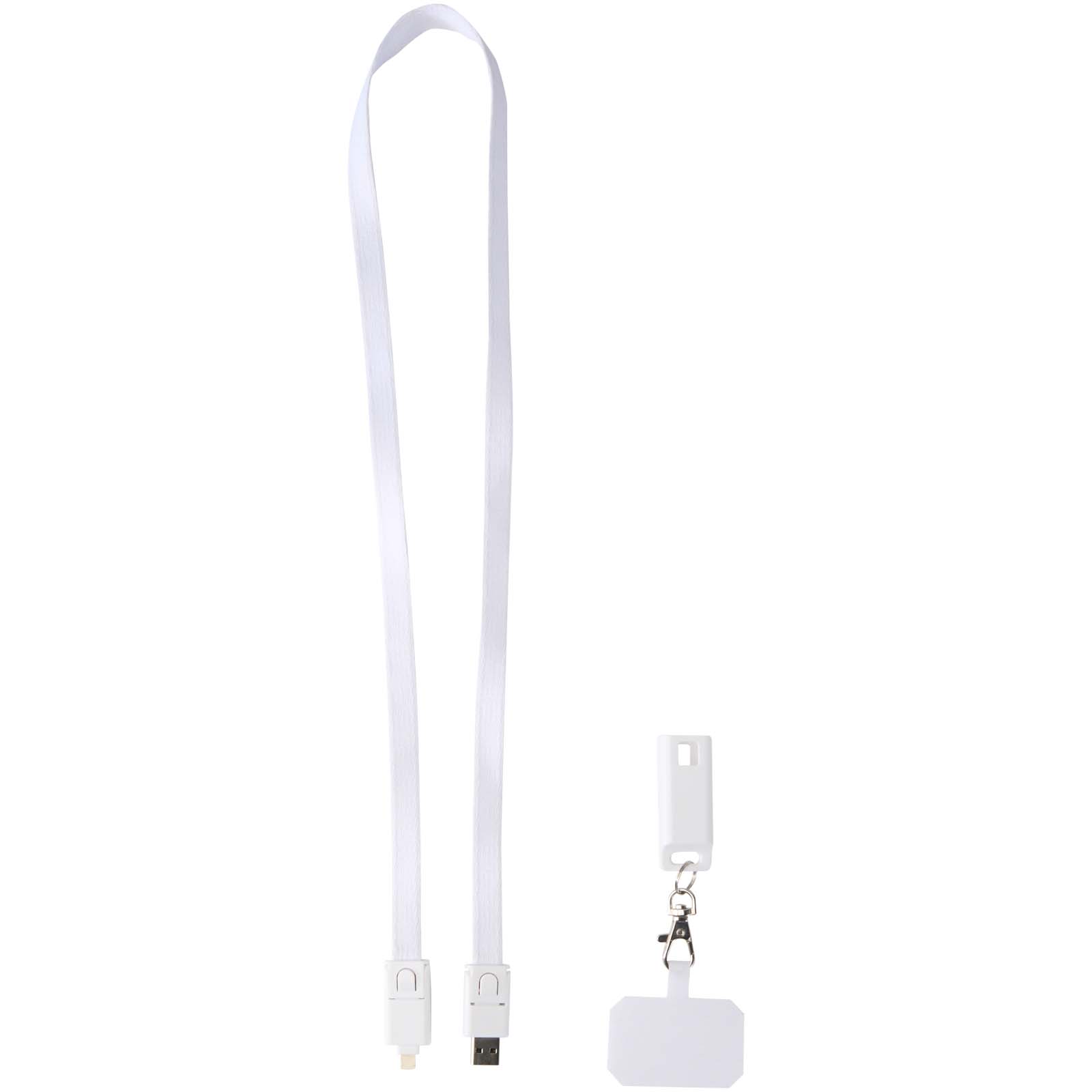Franz recycled plastic smartphone lanyard with built-in data sync and 65W fast charge 5-in-1 cable
