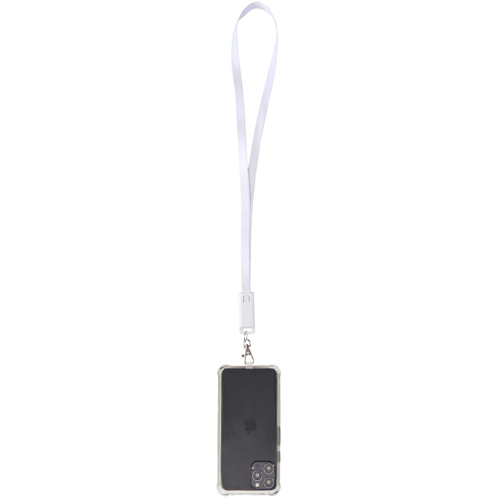 Franz recycled plastic smartphone lanyard with built-in data sync and 65W fast charge 5-in-1 cable