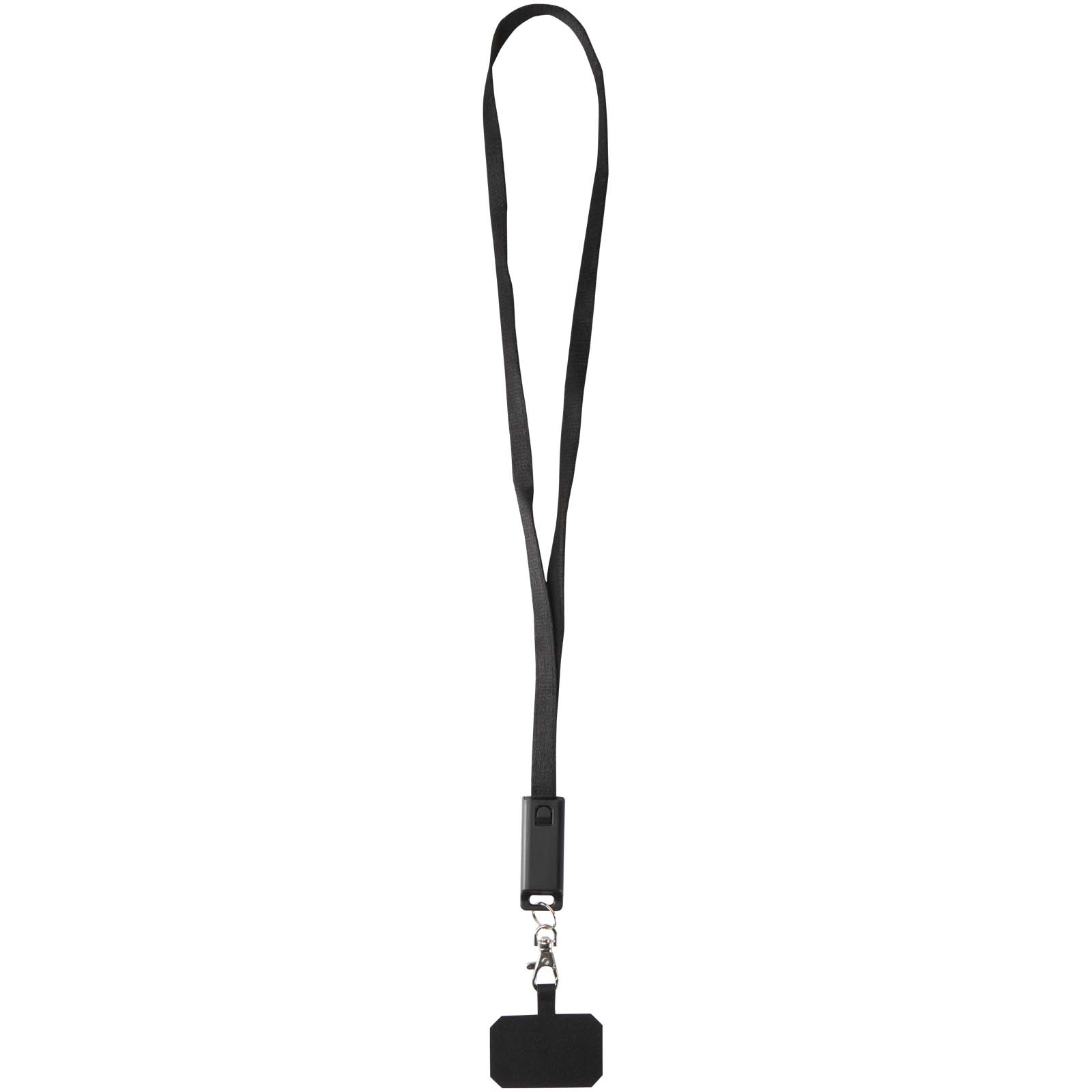 Lanyard de plástico reciclado para smartphone con sincronización de datos integrada y cable 5 en 1 de carga rápida de 65 W Franz