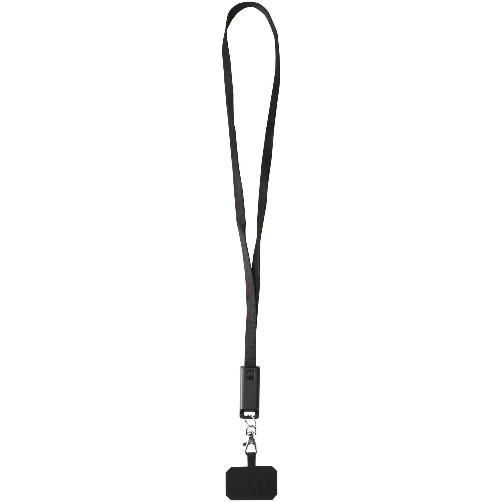 Lanyard de plástico reciclado para smartphone con sincronización de datos integrada y cable 5 en 1 de carga rápida de 65 W Franz