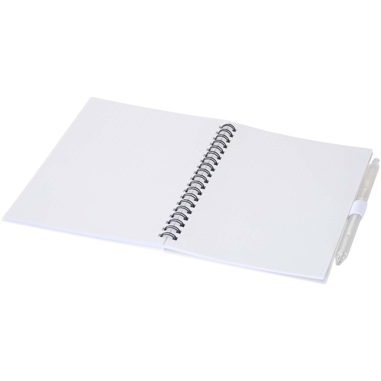Juego de libreta de tapa blanda y bolígrafo de plástico reciclado (tinta azul) Niove