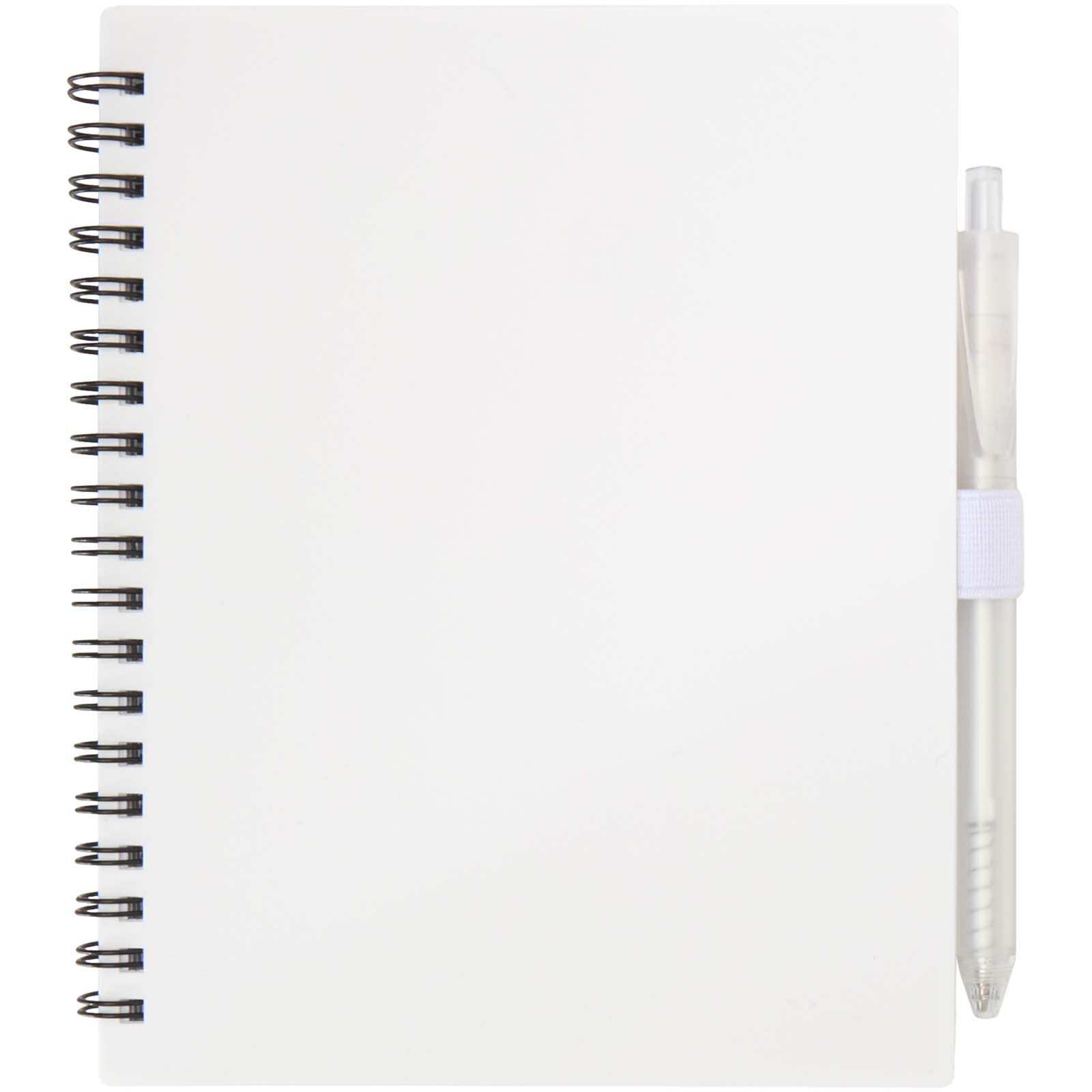 Juego de libreta de tapa blanda y bolígrafo de plástico reciclado (tinta azul) Niove
