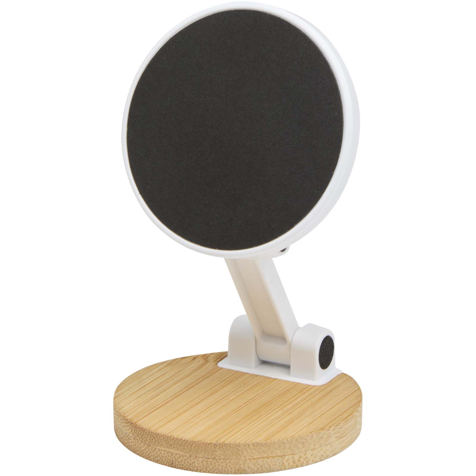 Soporte para teléfono magnético plegable de plástico reciclado con detalles de bambú Alcor