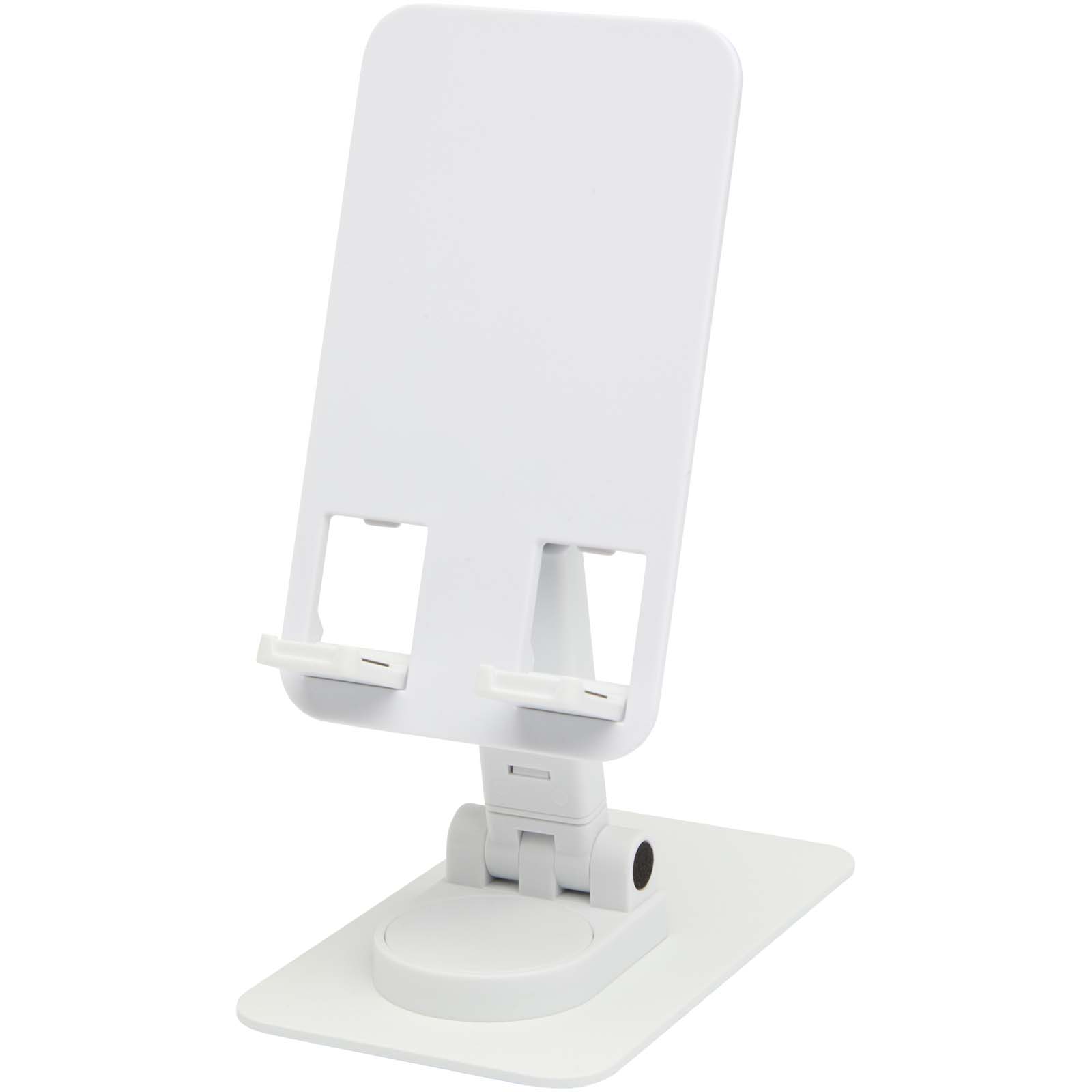 Soporte para teléfono plegable de plástico reciclado con soporte metálico para escritorio Alhena