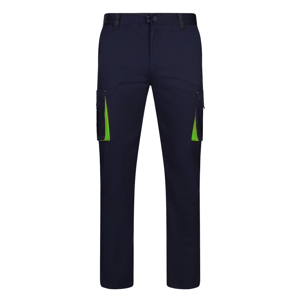 VL FIDES. Two-tone, multi-pocket stretch trousers (240g/m²), in cotton (46%), EME (38%) and polyester (16%)