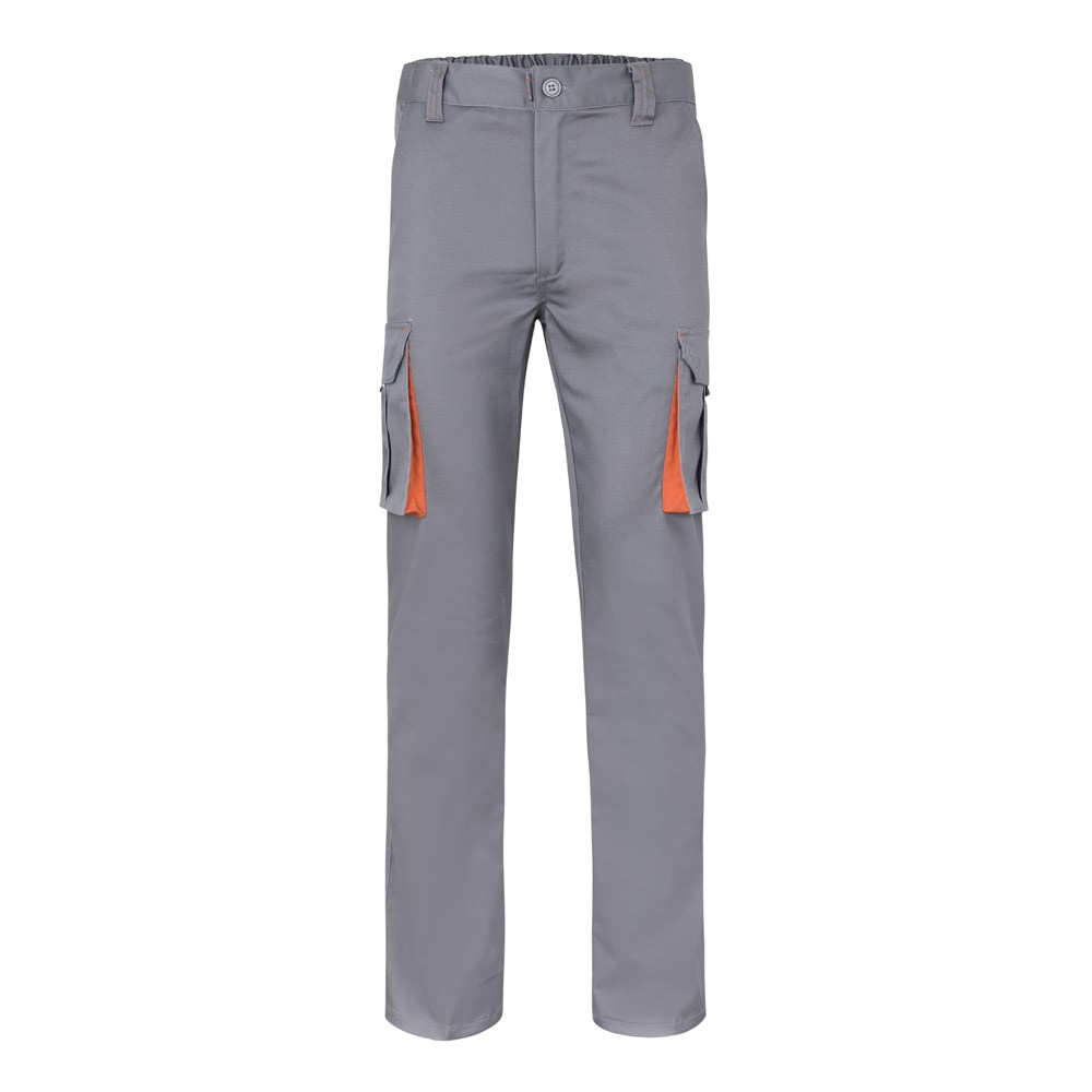 VL FIDES. Two-tone, multi-pocket stretch trousers (240g/m²), in cotton (46%), EME (38%) and polyester (16%)