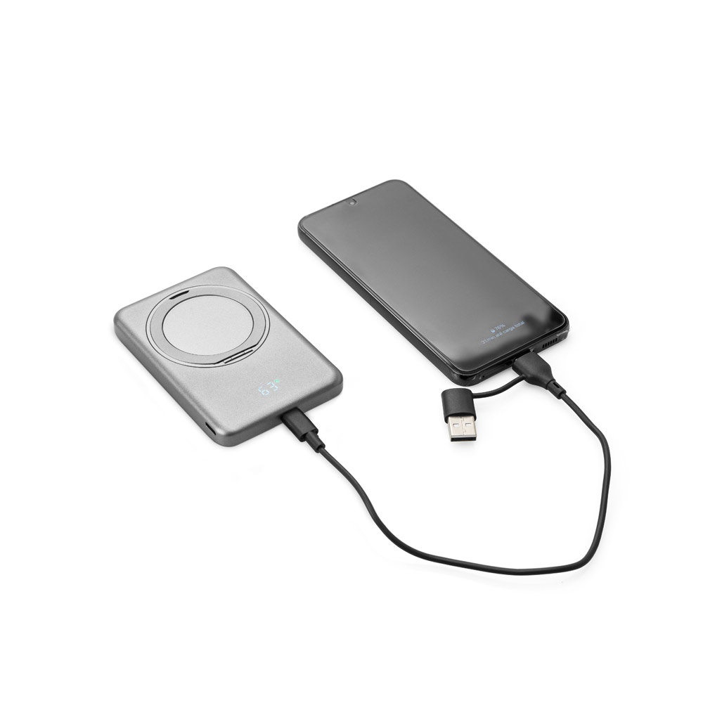 WARSHEL 5. 5'000 mAh magnetic power bank with 15W superfast wireless charger in recycled ABS (100% rABS) with stand