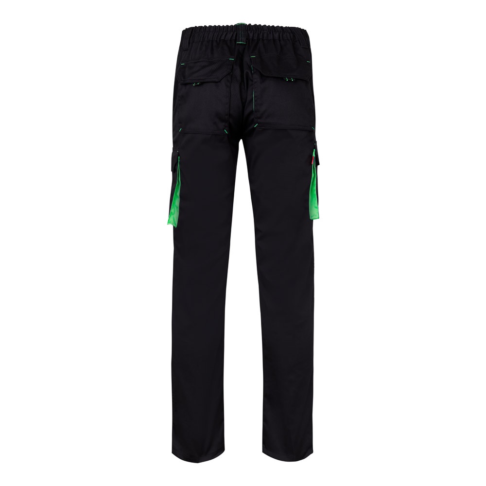 VL FIDES. Two-tone, multi-pocket stretch trousers (240g/m²), in cotton (46%), EME (38%) and polyester (16%)