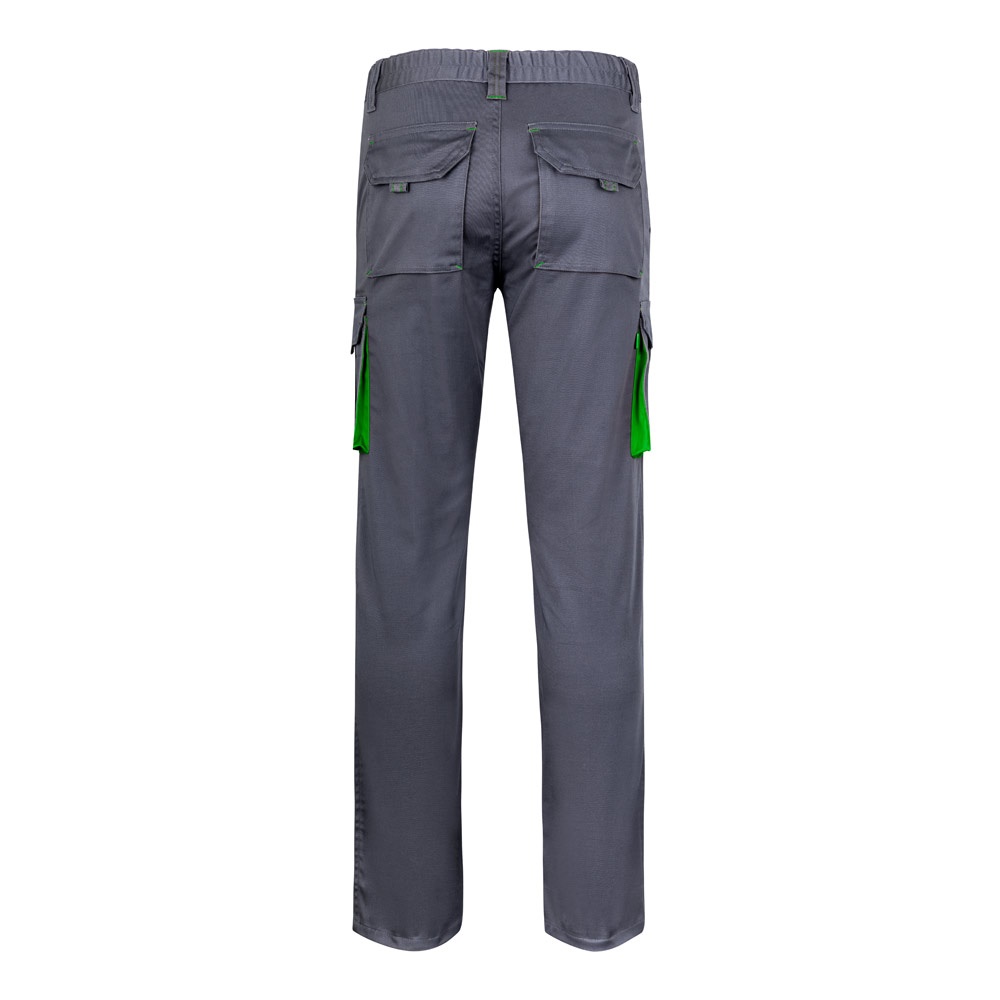 VL FIDES. Two-tone, multi-pocket stretch trousers (240g/m²), in cotton (46%), EME (38%) and polyester (16%)
