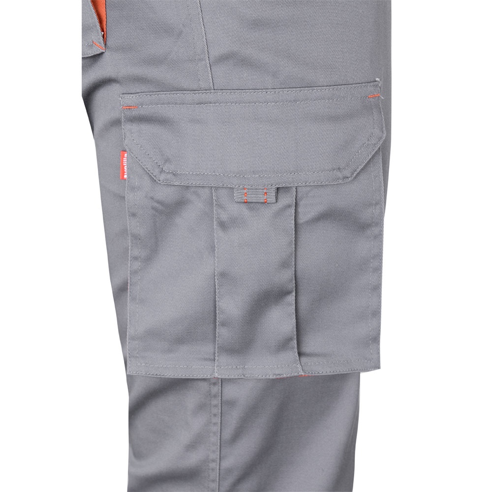 VL FIDES. Two-tone, multi-pocket stretch trousers (240g/m²), in cotton (46%), EME (38%) and polyester (16%)