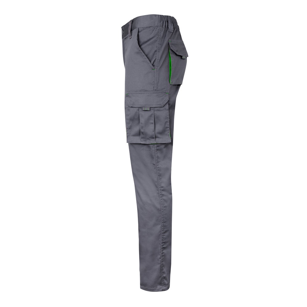 VL FIDES. Two-tone, multi-pocket stretch trousers (240g/m²), in cotton (46%), EME (38%) and polyester (16%)