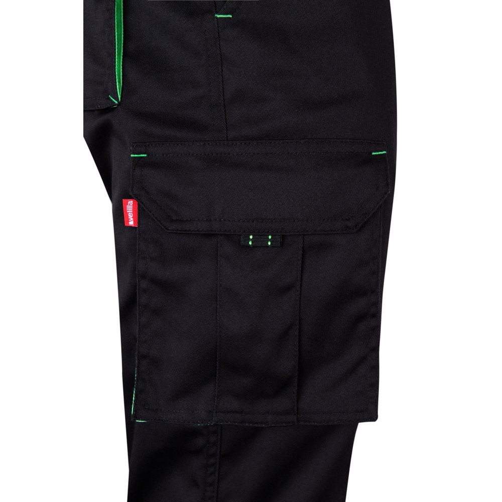 VL FIDES. Two-tone, multi-pocket stretch trousers (240g/m²), in cotton (46%), EME (38%) and polyester (16%)