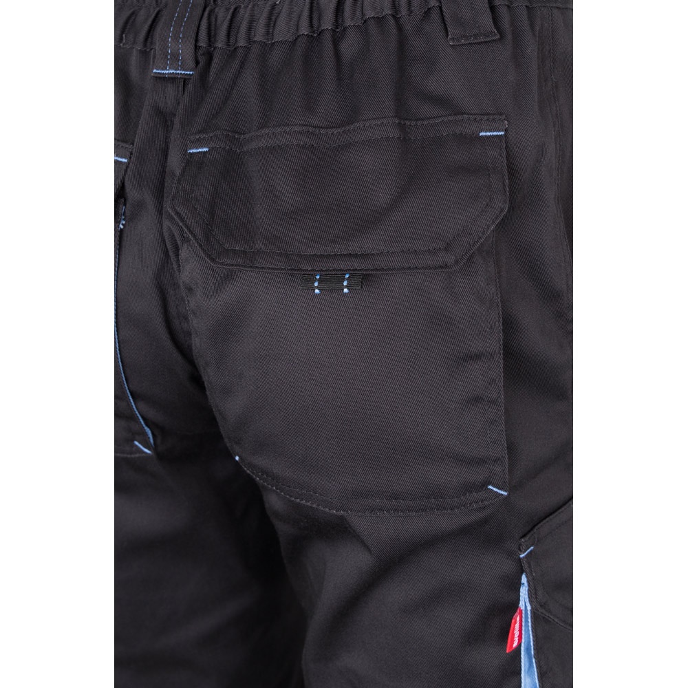 VL FIDES. Two-tone, multi-pocket stretch trousers (240g/m²), in cotton (46%), EME (38%) and polyester (16%)