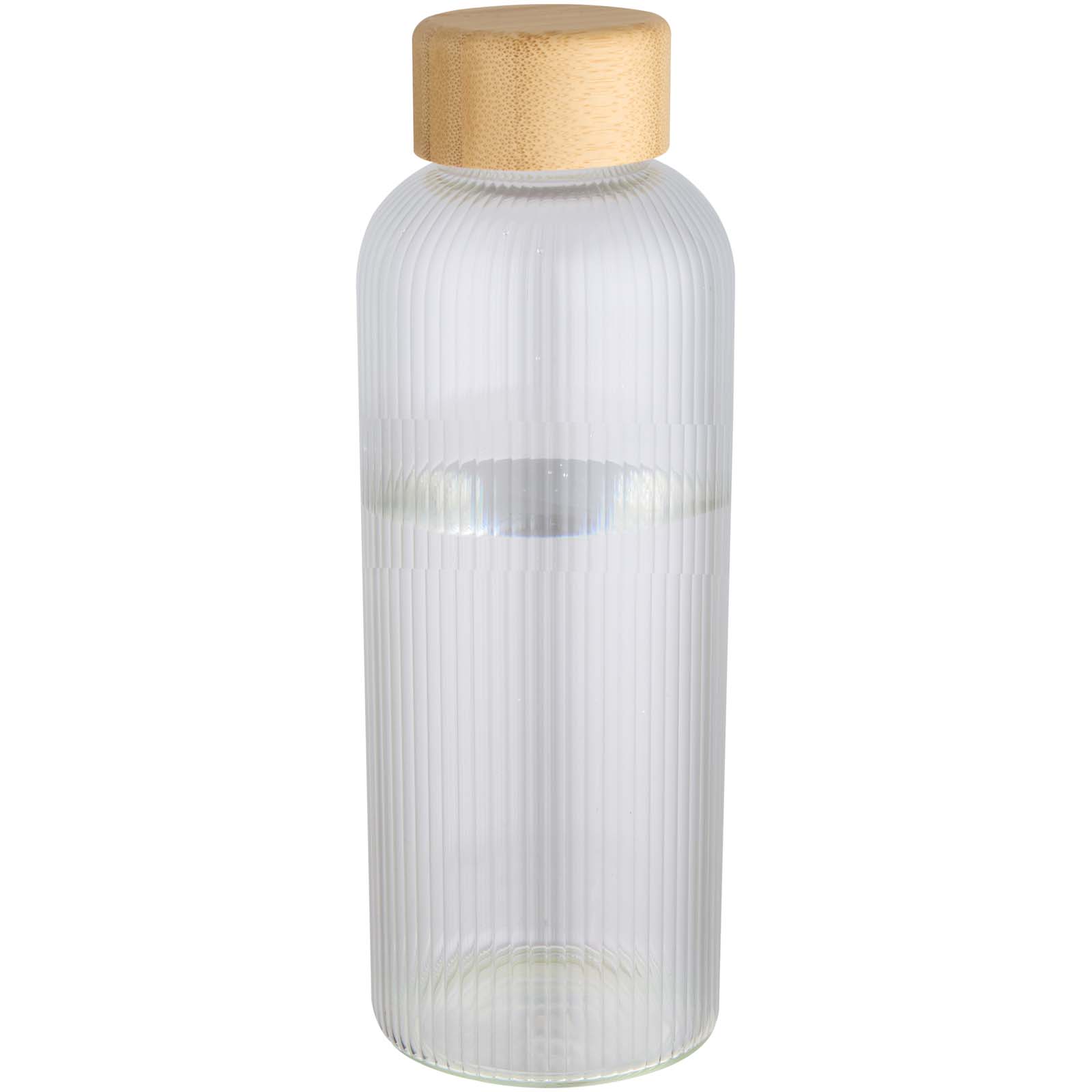 Botella de 650 ml de vidrio borosilicato de pared simple con tapa de bambú Mirage