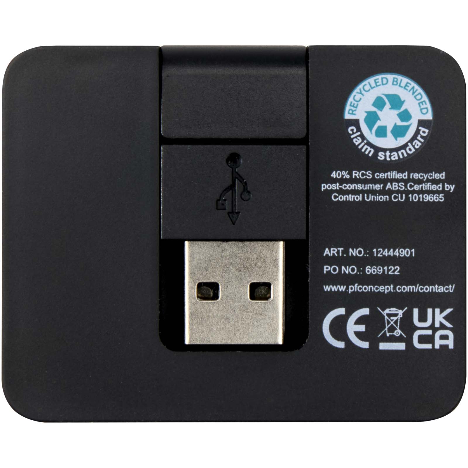 Hub USB de 4 puertos con salida USB-A y tipo-C y doble entrada fabricado con plástico reciclado Gaia