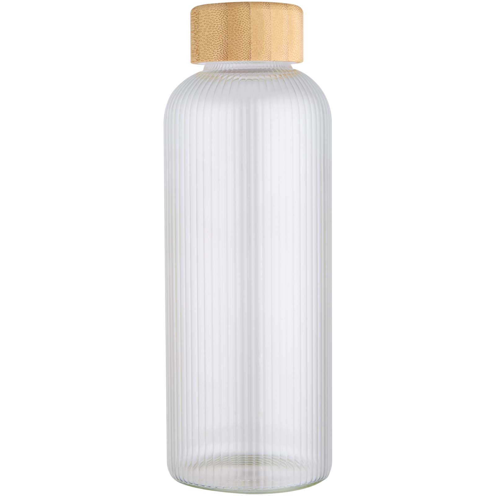 Botella de 650 ml de vidrio borosilicato de pared simple con tapa de bambú Mirage