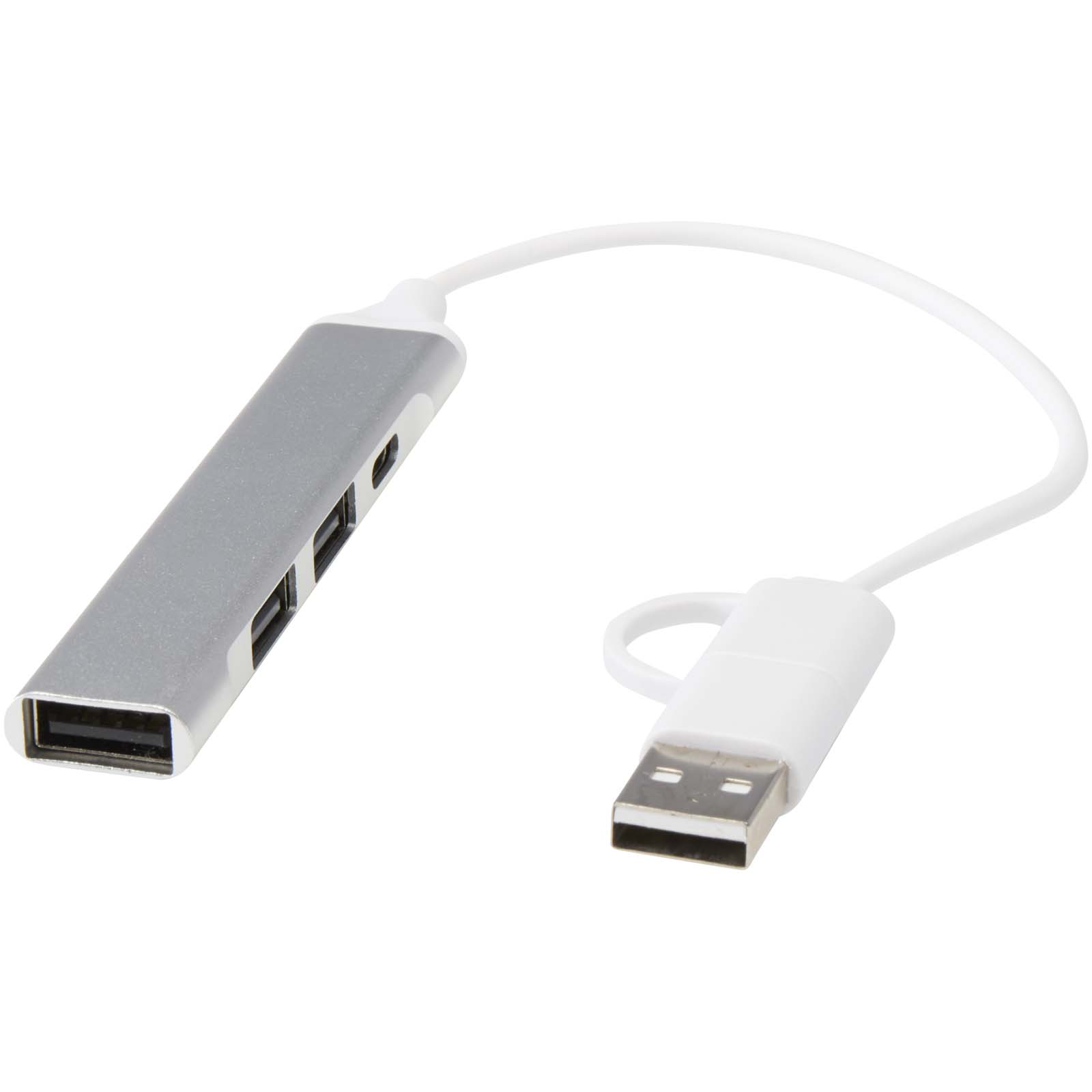 Alkaid 4-port recycled aluminium USB-A and Type-C hub with dual input