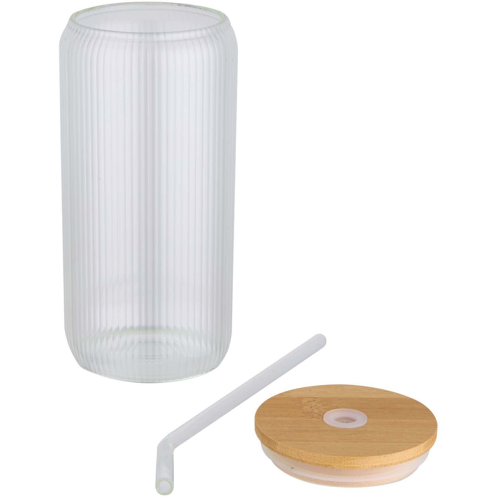Jarra de 500 ml de vidrio borosilicato de pared simple con tapa de bambú Mirage