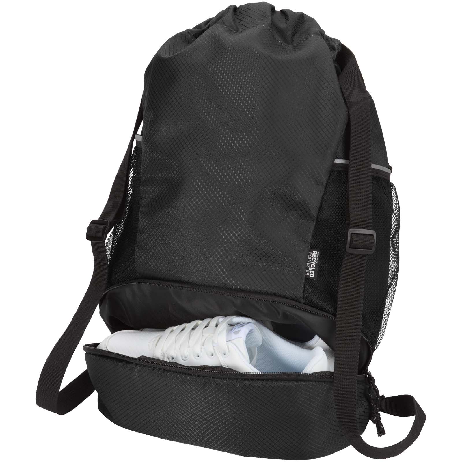 Bolsa deportiva de 18 L con cordón y compartimento inferior de material reciclado con certificado GRS Nomad