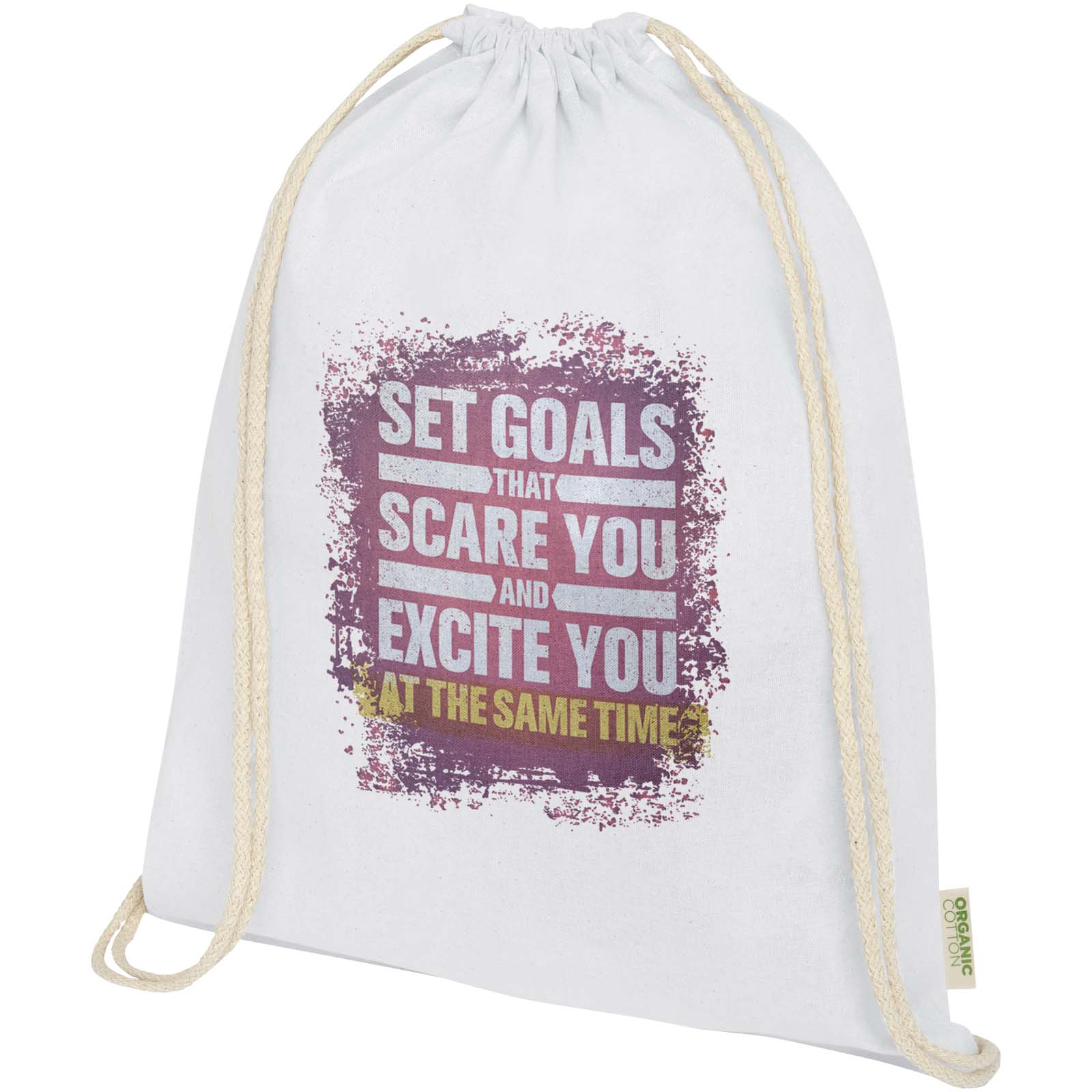 Bolsa con cuerdas de 5 l algodón orgánico OCS de 140 g/m² Odisha