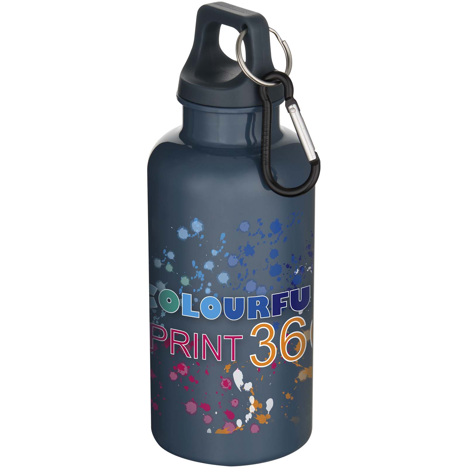 Botella de 400 ml de color liso de plástico reciclado con certificado RCS y mosquetón Oregon