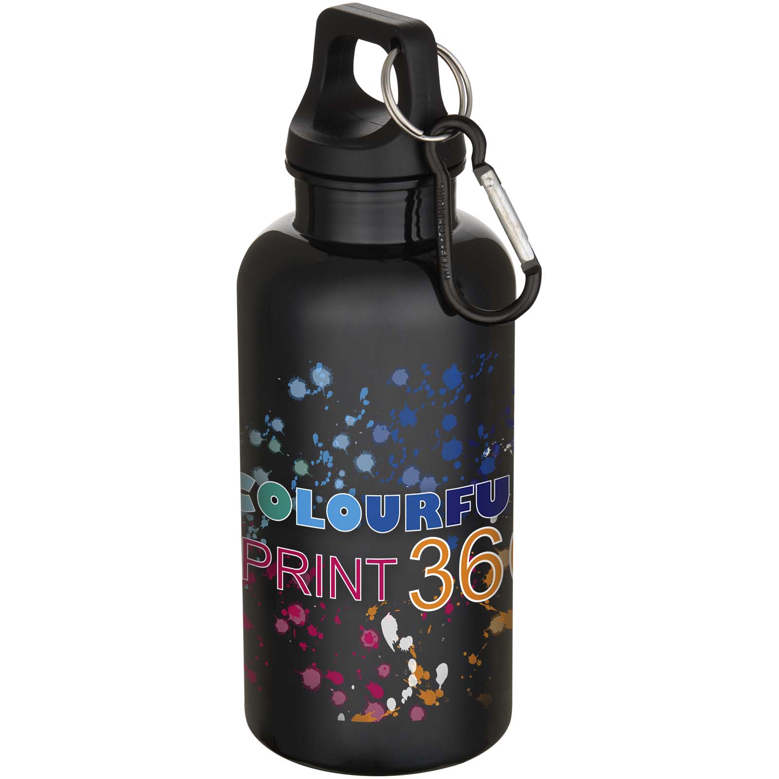 Botella de 400 ml de color liso de plástico reciclado con certificado RCS y mosquetón Oregon