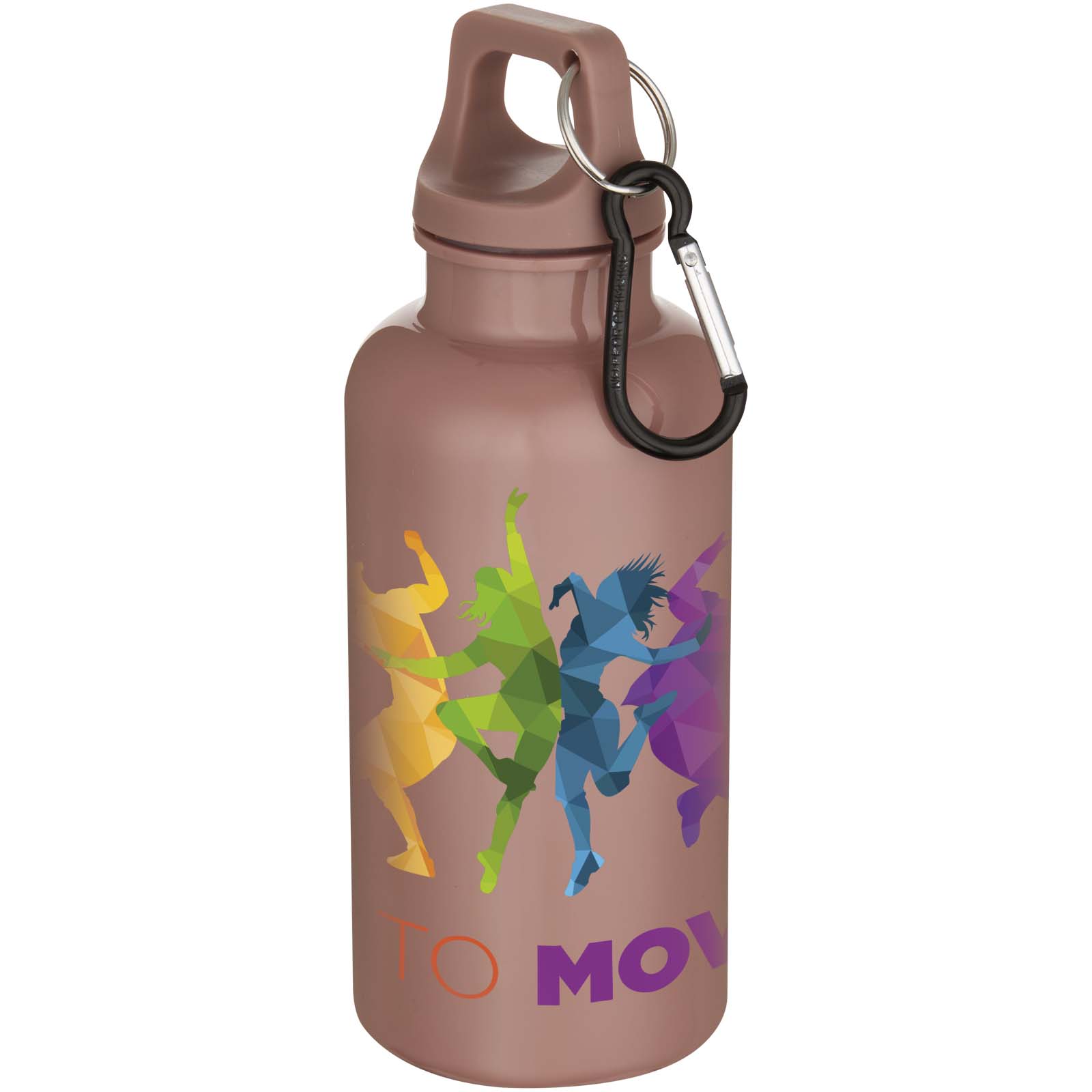 Botella de 400 ml de color liso de plástico reciclado con certificado RCS y mosquetón Oregon