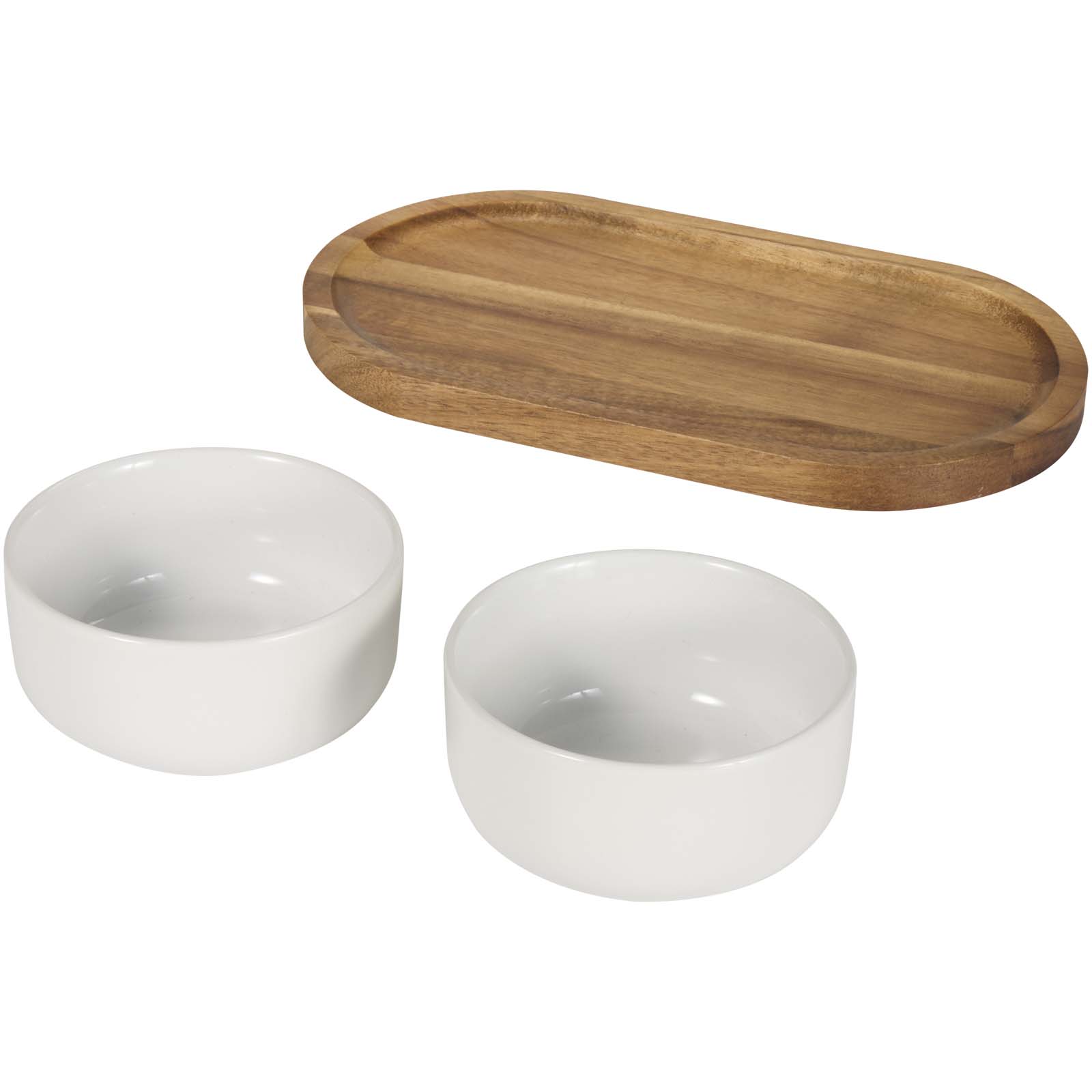 Set de bandeja de madera y cuencos de cerámica Noa