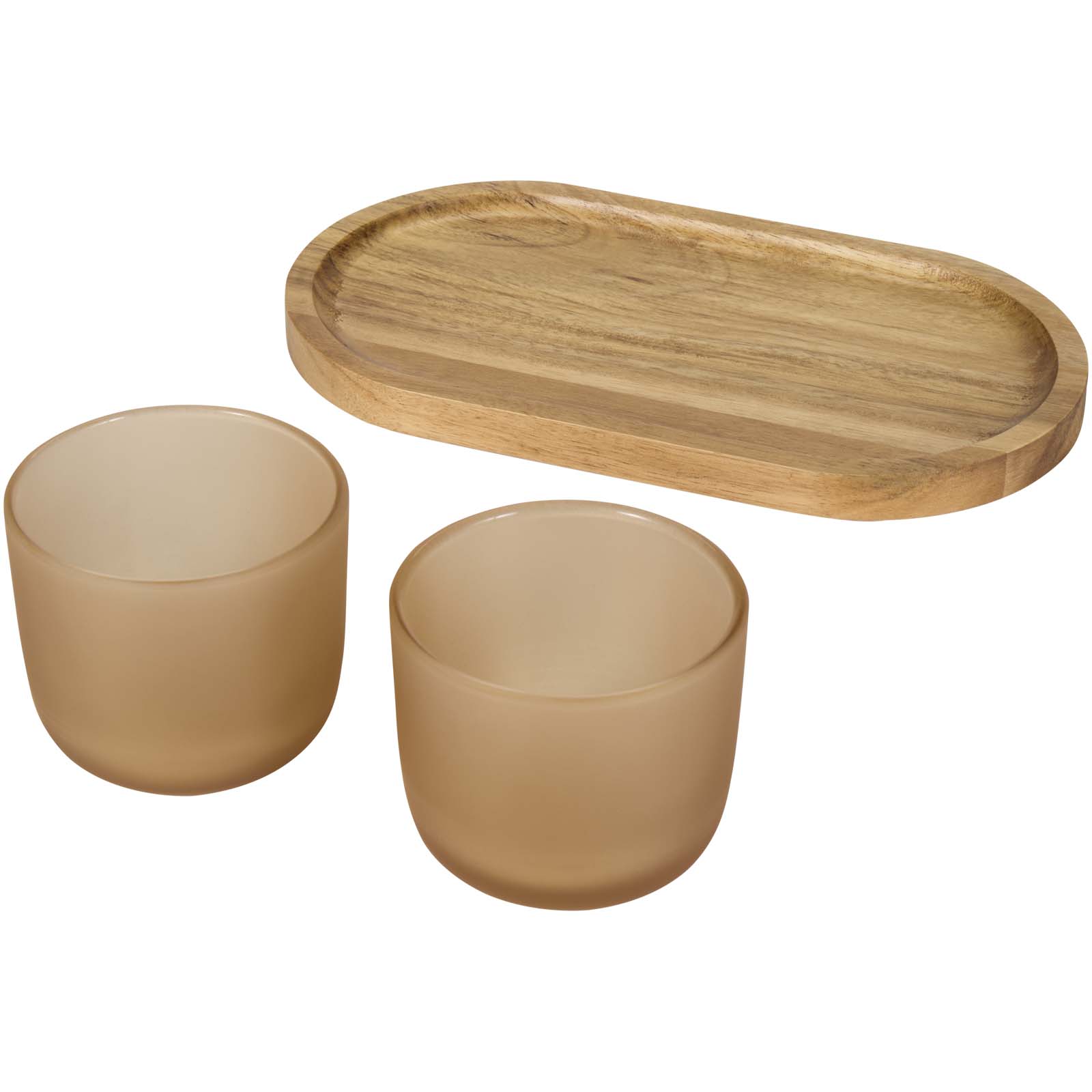 Set de bandeja de madera y vasos de vidrio Male