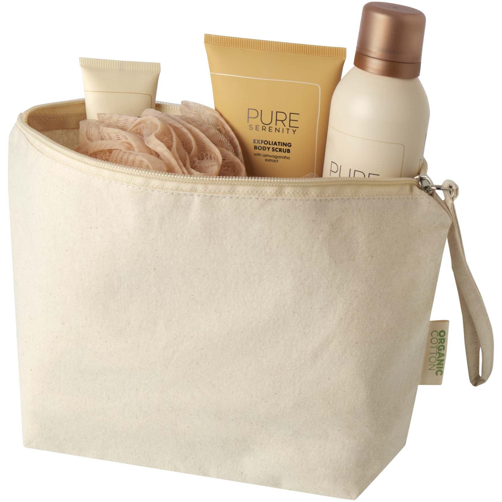 Bolsa de aseo grande de 3 l algodón orgánico OCS de 180 g/m² Odisha