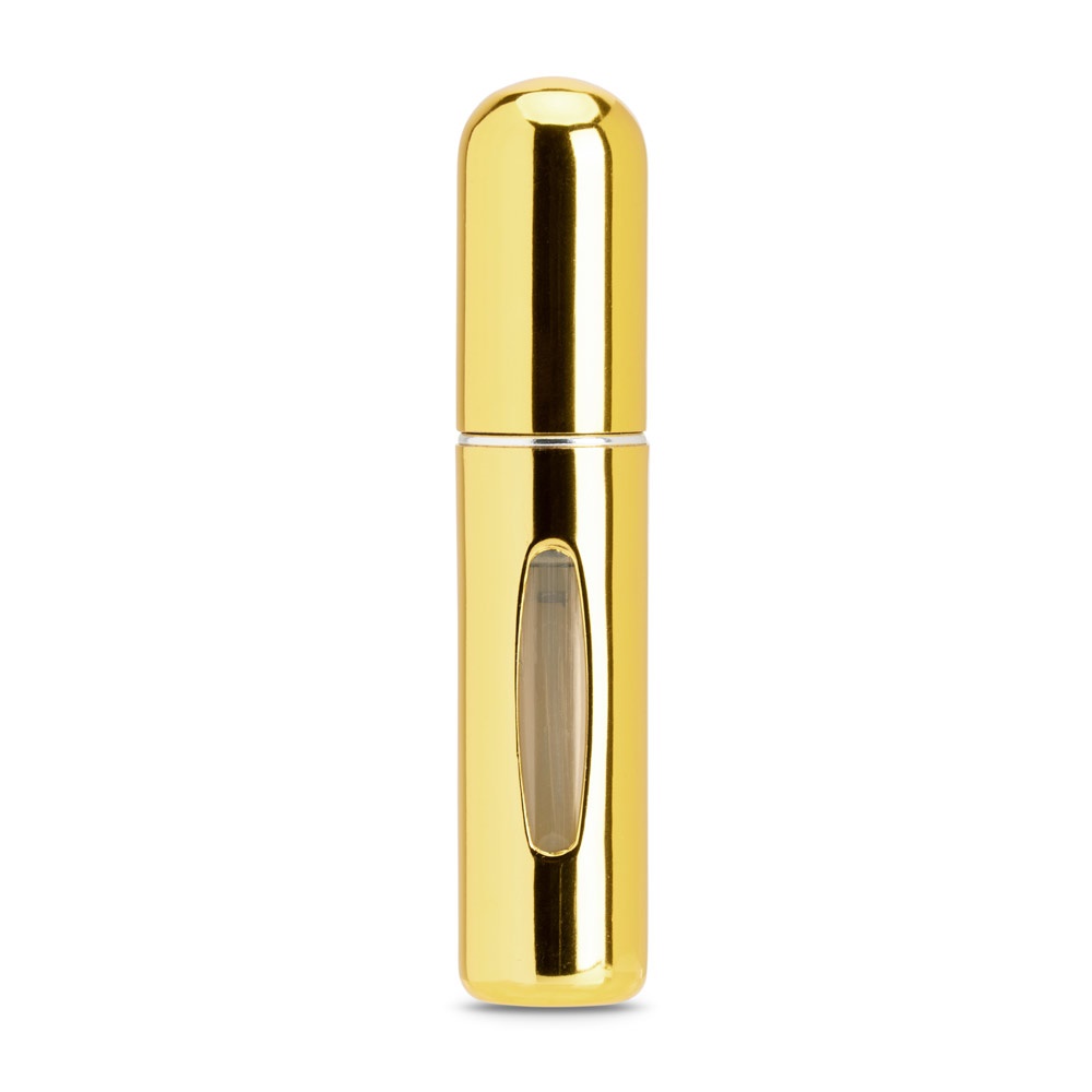 LINDEN. Aluminum refillable perfume atomizer designed for easy refilling