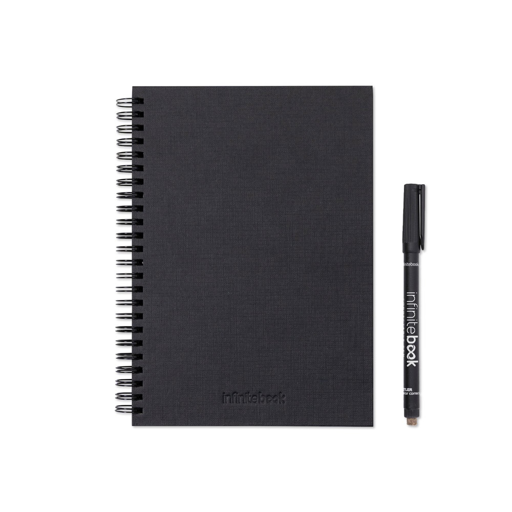 STARTER KIT INFINITEBOOK A5 PLANNER TEXTURE. Kit comprising "Infinitebook" with hard cover, 1 cleaning kit, 1 marker and 1 ballpoint holder