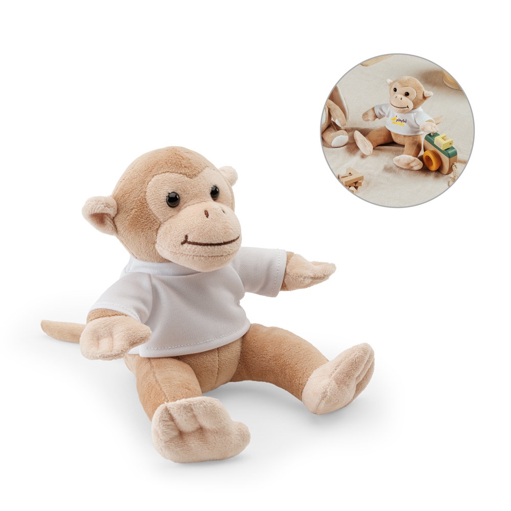 MONKY. Peluche con forma de mono con camiseta