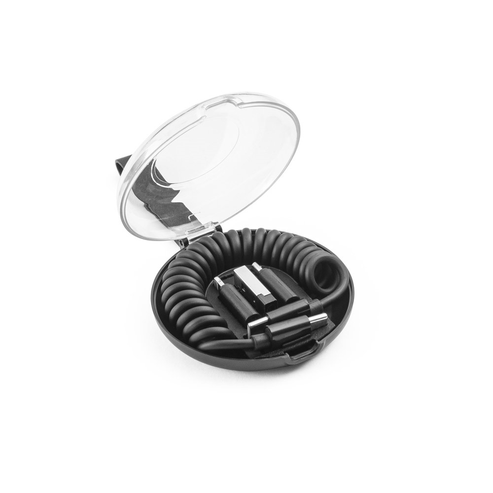 SHELDON. Estuche compacto con cable espiral de carga ultrarrápida y adaptadores