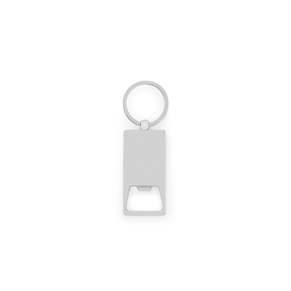 SYLVESTER. Rectangular iron keychain with bottle opener