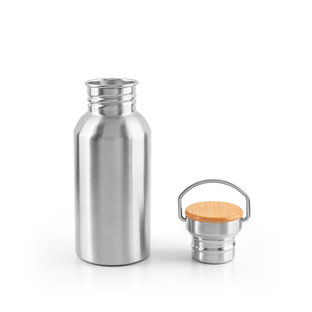 EWING. Botella de acero inoxidable de pared simple (90% reciclada)