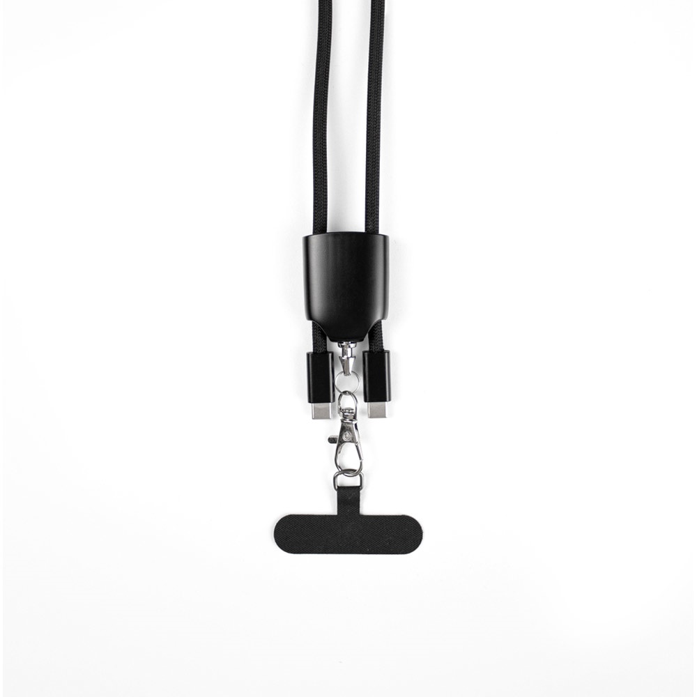 ZEWAIL. Cordón con soporte para smartphone incluido, cable USB-C y varios adaptadores en ABS reciclado y TPE reciclado