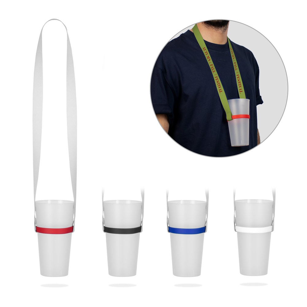 BOLTON. Polyester sublimation lanyard with silicone cup holder