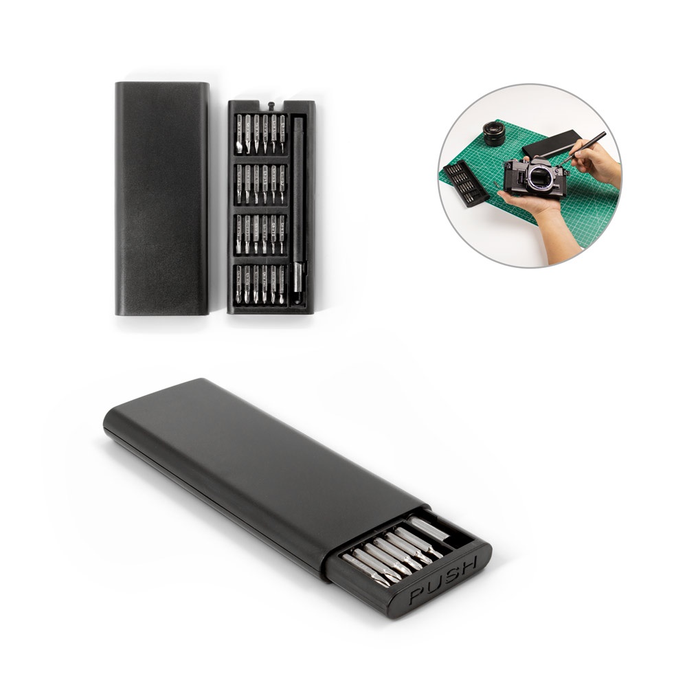 ATOM. Juego de destornilladores con diferentes puntas magnéticas de acero al carbono